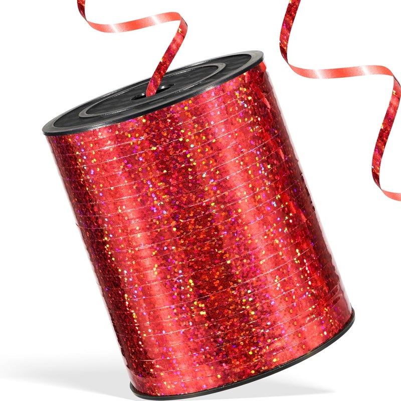 Apeseek 600 Yards Shiny Red Curling Ribbon 1/5‘’ Shiny Red Balloon String with Spool, Thin Balloon Ribbon for Gift Wrapping Crafts Birthday Christmas Baby Shower Halloween Florist - Image 1